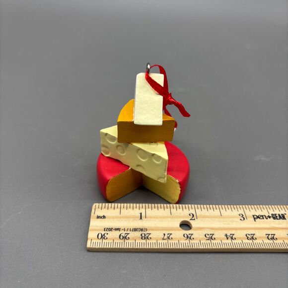 Hallmark Christmas Ornament Stack of Cheese Wheel Swiss Cheddar Brie Foodie Gift - Picture 8 of 8